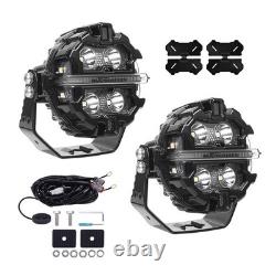 Round LED Driving Lights 160W Spot Beam RGB For Off Road SUV ATV Marine Boat 12V