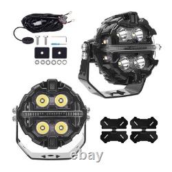 Round LED Driving Lights 160W Spot Beam RGB For Off Road SUV ATV Marine Boat 12V