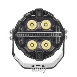Round LED Driving Lights 160W Spot Beam RGB For Off Road SUV ATV Marine Boat 12V