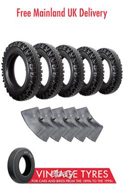 Set of 5 Avon Traction Mileage 600-16 6.00-16C Tyres & Inner Tubes Land Rover