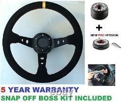 Suede Snap Off Steering Wheel & Boss Kit Fit Land Rover Defender 48 Spline