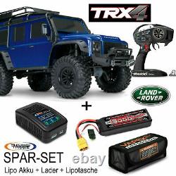 Traxxas TRX-4 Land Rover Defender Blue + 5000 MAH Battery 2S+Charger+Lipotasche