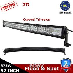 Tri Row Curved LED Light Bar 52 inch 675W F&S Beam Offroad Driving Fog Lamp /53