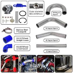 Universal 2.25 57mm Aluminum Turbo Intercooler Pipe + BOV Turbo Blow Off Kit BL