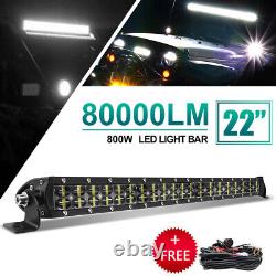 6D 800W 22 pouces Barre lumineuse de travail à LED pour voiture tout-terrain, camion, lampe de conduite pour SUV, VTT, 12V 24V.