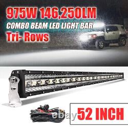 Barre lumineuse à LED de 52 pouces à trois rangées, 975W, à faisceau combo pour camion tout-terrain SUV ATV 50