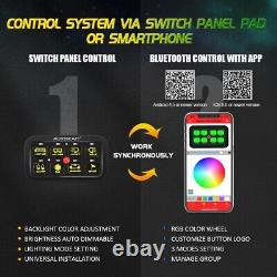 Panneau de commutation à 8 voies AUXBEAM RGB avec système de relais à LED, contrôle par application Bluetooth hors route.