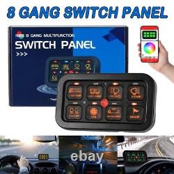 Panneau de commutation de contrôle RGB à 8 gangs, 12V/24V, avec relais LED pour Jeep tout-terrain, camion, VTT et VUS.