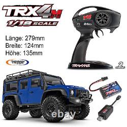 Traxxas TRX-4M Land Rover Defender 4x4 Bleu Rtr Incl. Batterie/Chargeur 1/18